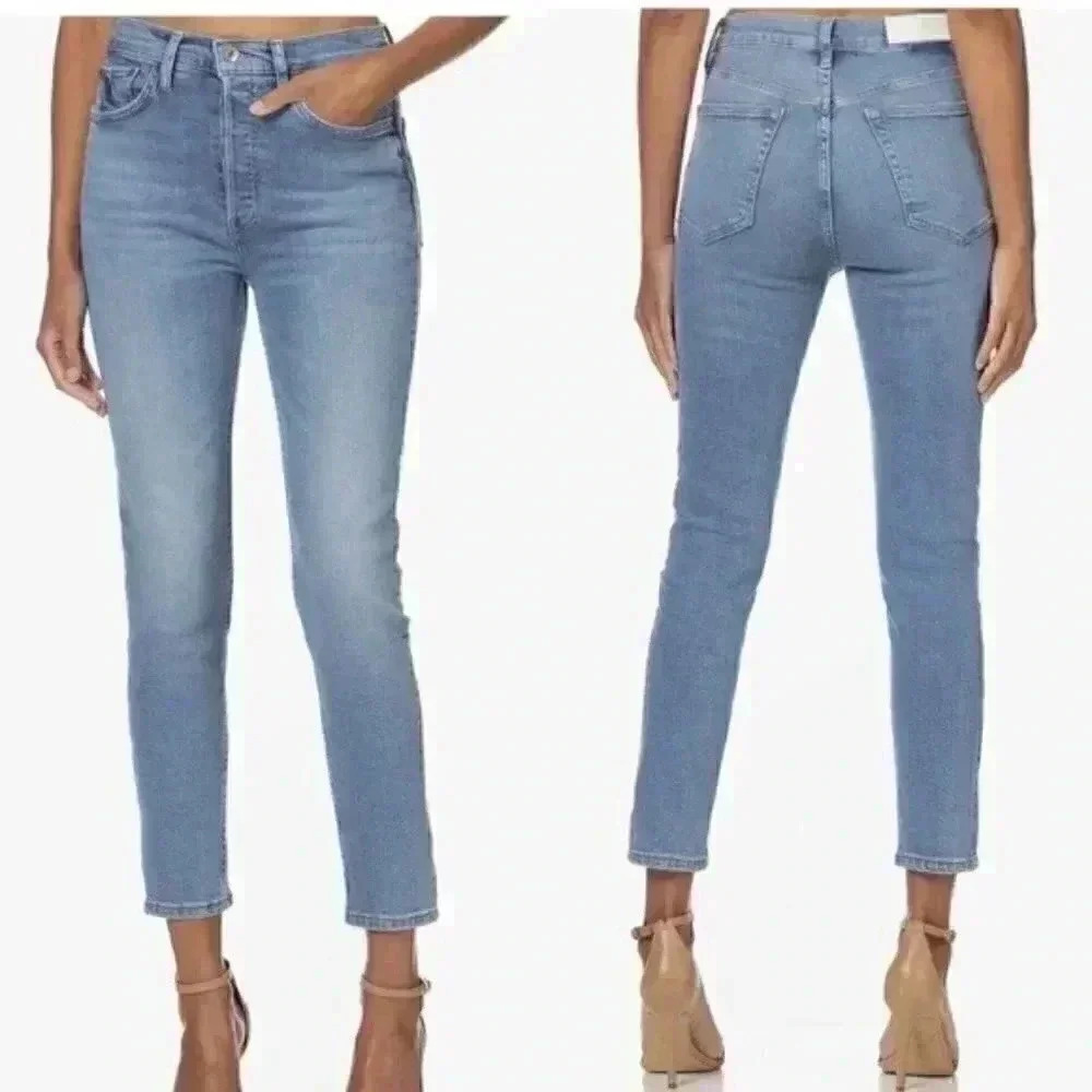 RE/DONE 90’s Ultra High Rise Ankle Crop in Costa Indigo